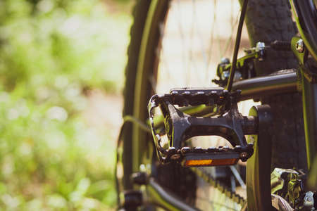 pedal of bicycle in beautiful nature landscapeの写真素材