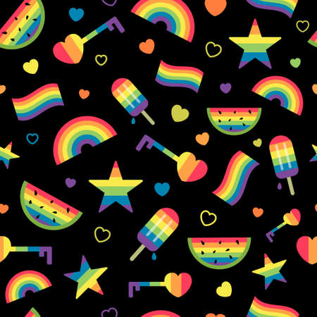 Lgbt seamless patten with colorful rainbow and icecreamのイラスト素材
