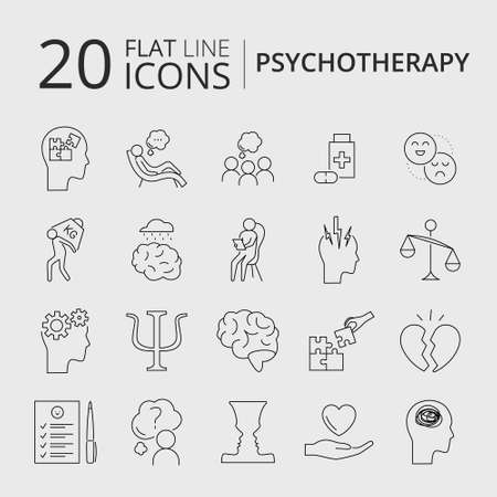 Psychotherapy and psychology related outline simple iconのイラスト素材