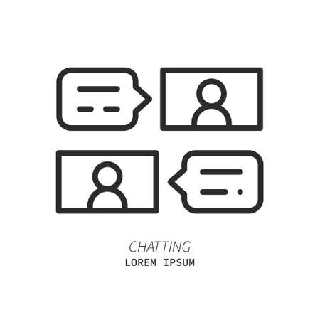 online meeting related line iconのイラスト素材