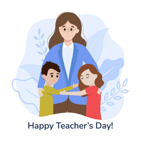 World teachers day poster concept. Pretty youngのイラスト素材