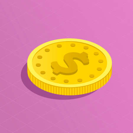 A heap of gold dollars coins. Several stacksのイラスト素材