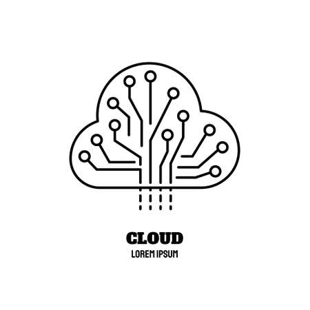 Artificial intelligence and machine learning line iconのイラスト素材