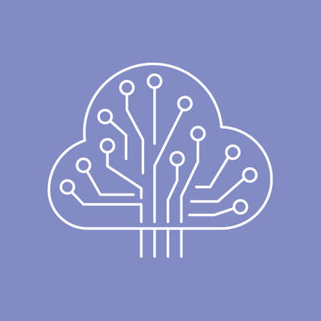 Artificial intelligence and machine learning line iconのイラスト素材