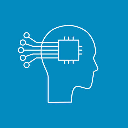 Artificial intelligence and machine learning line iconのイラスト素材
