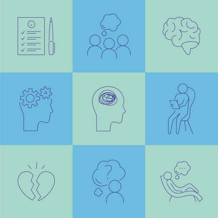 Psychotherapy and psychology line icon set. Simpleのイラスト素材