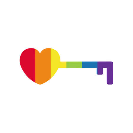 Rainbow colored key on white. LGBTQ communityのイラスト素材