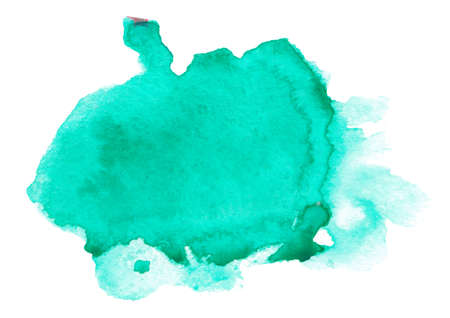 Abstract green watercolor splash texture isolated on white backgroundの写真素材