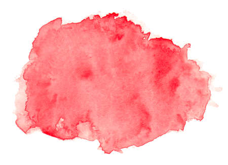 Abstract red watercolor splash texture isolated on white backgroundの写真素材