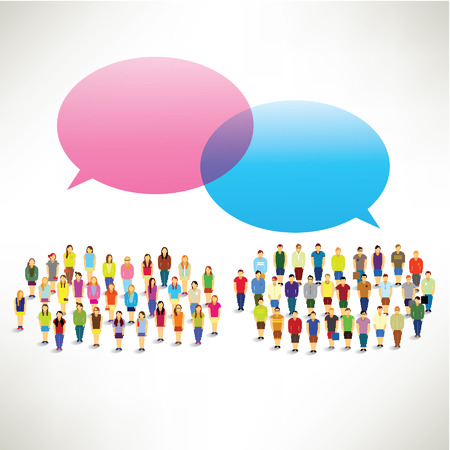 A Big Group of People Gather and Talk Together Vector Designのイラスト素材