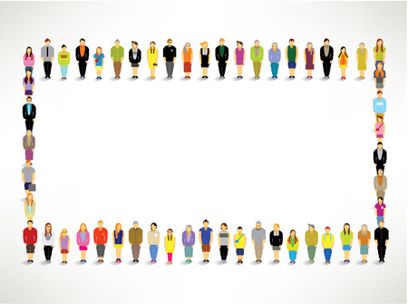 A Big Group of People Gather Together Vector Designのイラスト素材