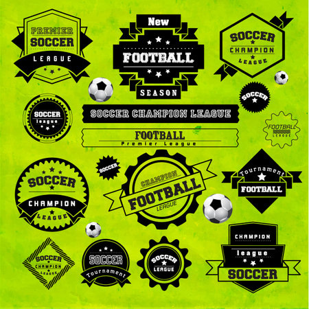 Soccer Football Typography Badge Design Element Vectorのイラスト素材