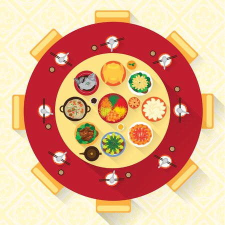 Chinese New Year Reunion Dinner Vector Designのイラスト素材