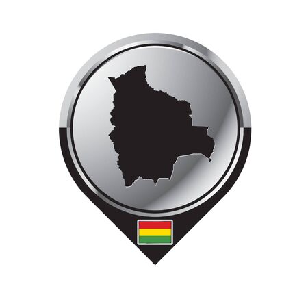 isolated bolivia flag button with mapのイラスト素材