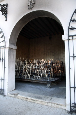 candles cart in el rocio's church