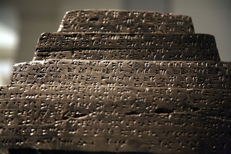 ancient assyrian writing on a stoneの写真素材