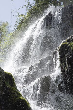 waterfall at monasterio de piedra saragossa aragon spainの写真素材