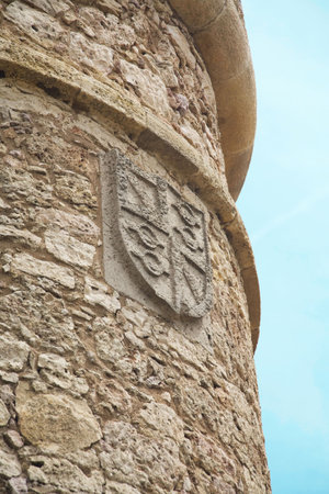 detail of the castle at chinchilla village in albacete spainの写真素材