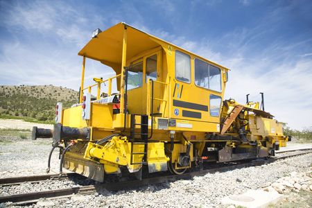 locomotive for works on rail train at albacete country in spainの写真素材