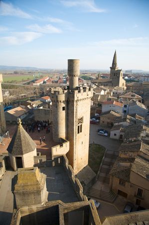 public castle of olite village in navarra spainの写真素材