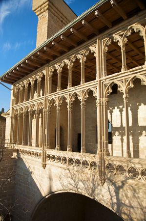 public castle of olite village in navarra spainの写真素材