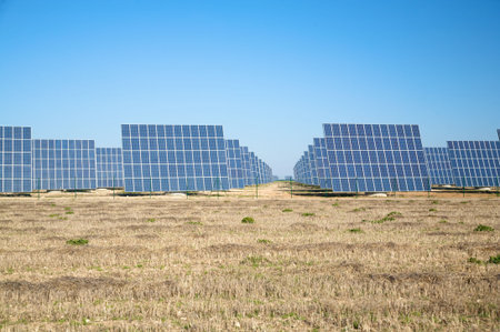 solar panels with blue sky in valladolid spain