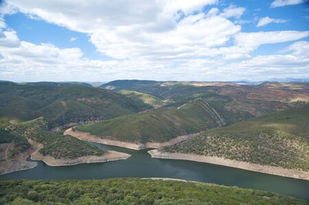 tajo river at public monfrague natural park in caceres spainの写真素材