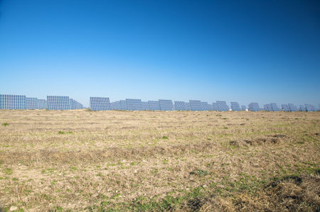 solar panels with blue sky in valladolid spain