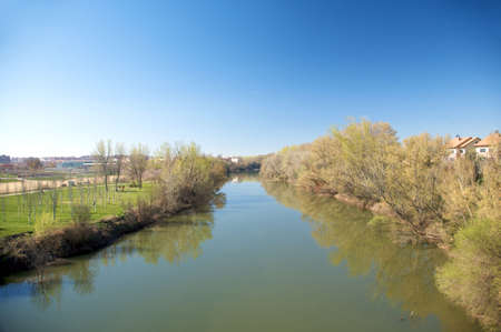 pisuerga river at valladolid city in spainの写真素材