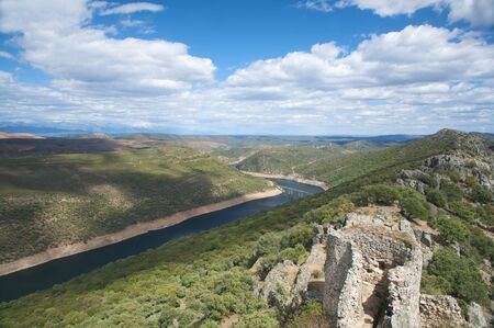 tajo river at public monfrague natural park in caceres spainの写真素材