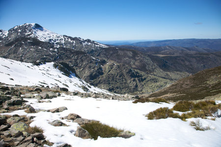 snow gredos mountains in avila spain