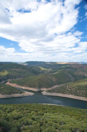 tajo river at public monfrague natural park in caceres spainの写真素材