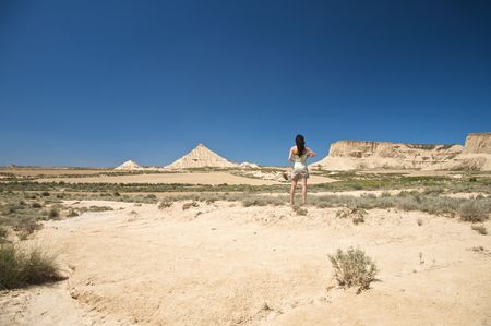 desert of Bardenas Reales at navarra in spainの写真素材