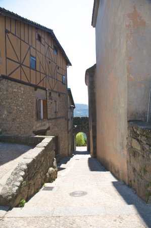 ancient public street at miranda village in salamanca spain
