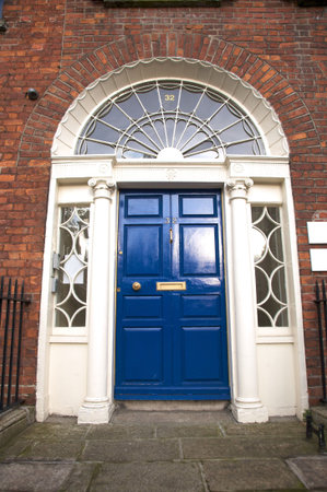 classic door typical of dublin in irelandの写真素材