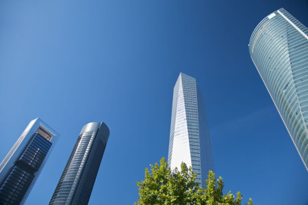 building skyscrapers at madrid city in spainの写真素材