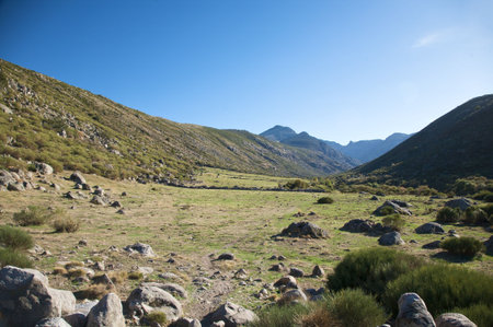 mountains at gredos natural park in avila spainの写真素材
