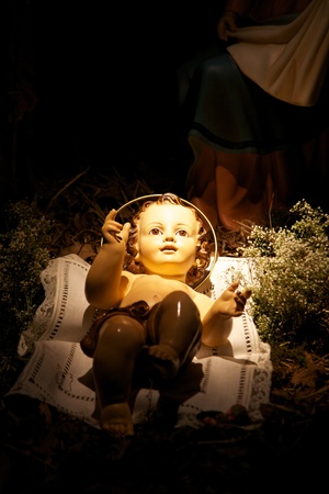 nativity scene with sacred familyの写真素材