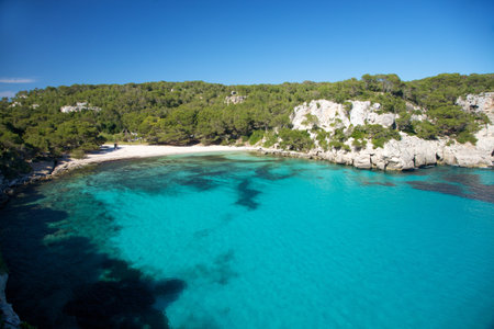 Macarella beach at Menorca island in Spainの写真素材