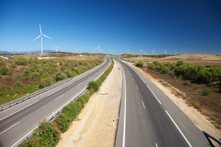 two lanes highway at Cadiz Andalusia in Spain
