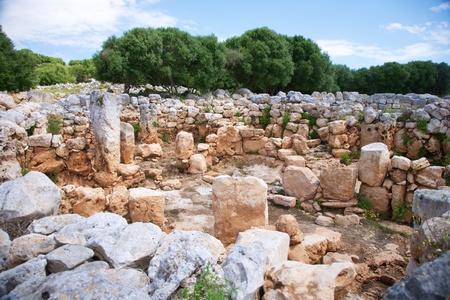 Torre den Gaumes prehistoric town at Menorca Island in Spainの写真素材