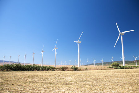 wind power mills at Cadiz Andalusia in Spain