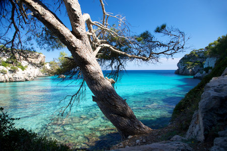 Macarella beach at Menorca island in Spain