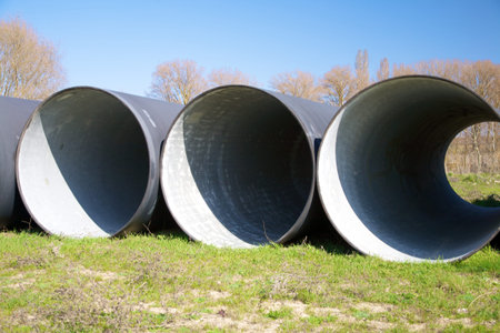 group of black big pipelines at the country in Spain