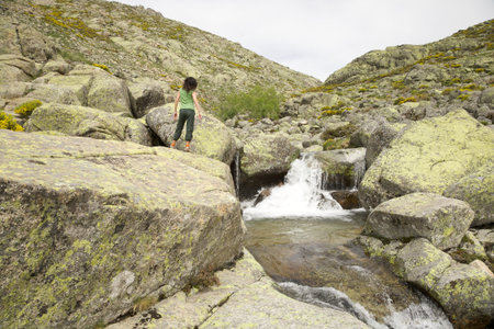 trekking woman at Gredos mountains in Avila Spain