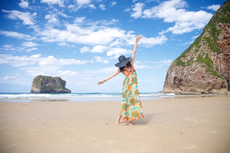 beach of Ballota near to Llanes village in Asturias Spainの写真素材