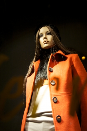 woman mannequin face dressed with winter clothesの写真素材