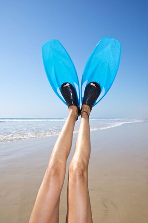 woman at sandy beach in Cadiz Andalusia Spainの写真素材