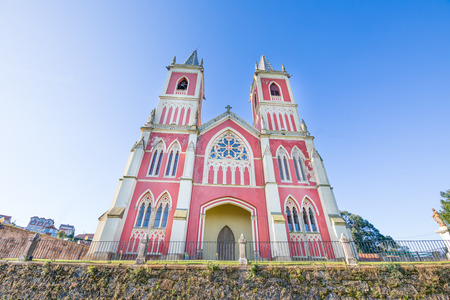 front of church of Saint Peter Ad vincula, neogothic monument from 1894 by architect Emilio Torriente, in Cobreces, Alfoz Lloredo, Cantabria, Spain, Europeの写真素材