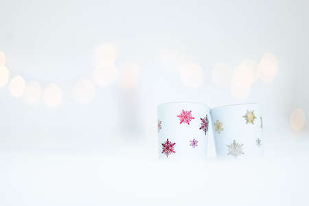 Christmas and New Year background. Christmas decorations on a white background.の写真素材